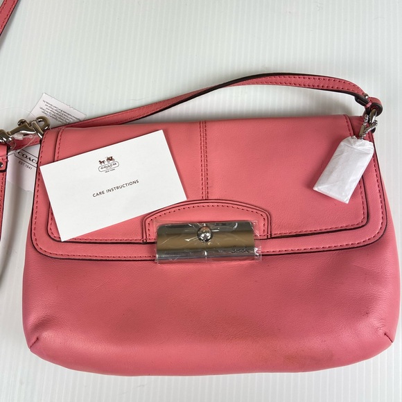 Coach Handbags - Coach Kristin Leather Flap Crossbody SV/Rose Pink F48986 Silver hardware